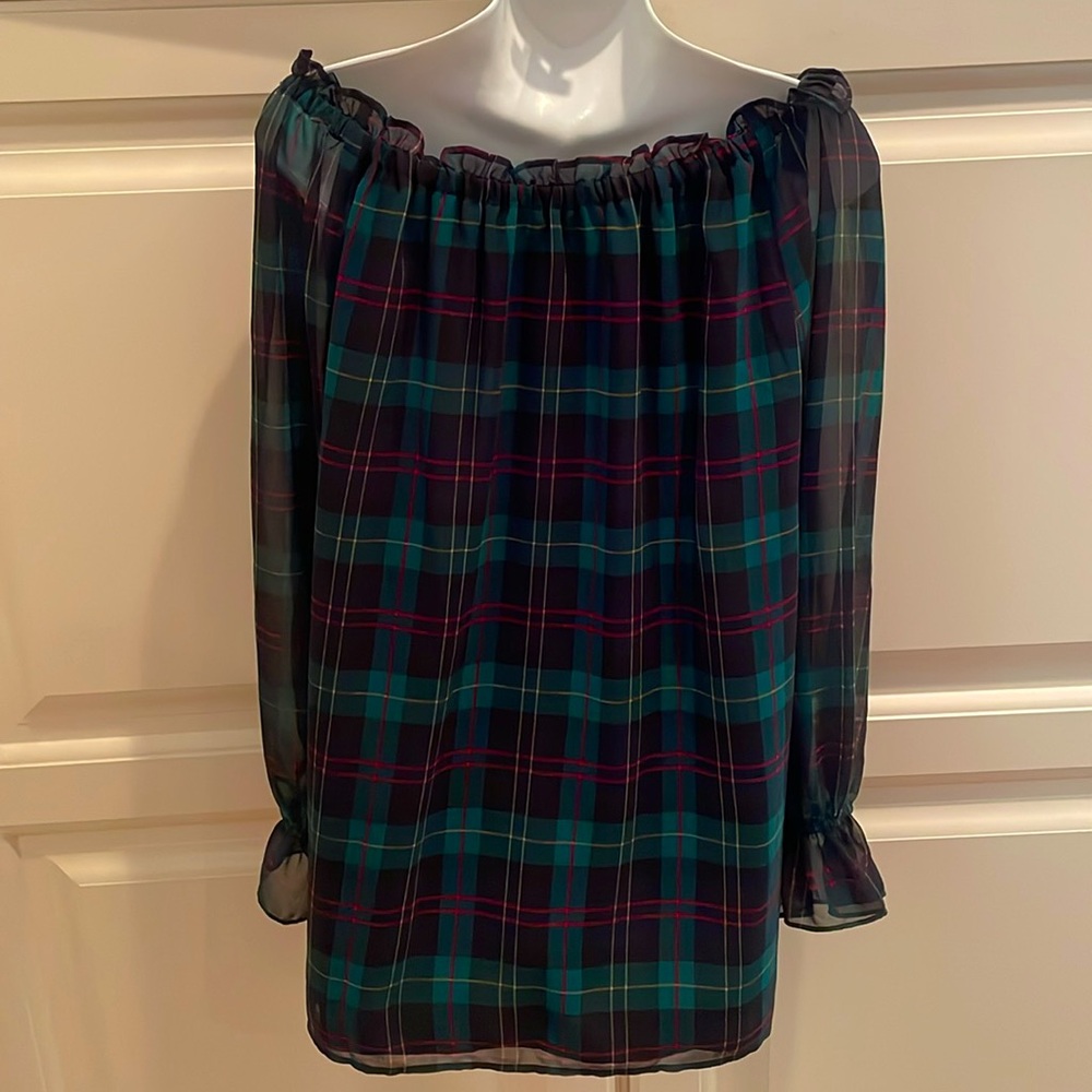 Talbots Multicolor Plaid Ruffle Blouse - Picture 5 of 8